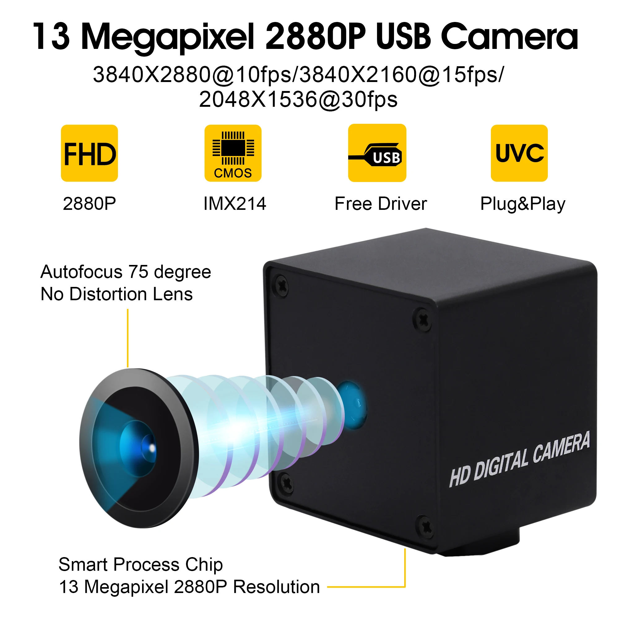 13MP 3840*2880 мини USB камера Sony IMX214 75 dregree Автофокус Объектив usb веб для Linux Windows Mac