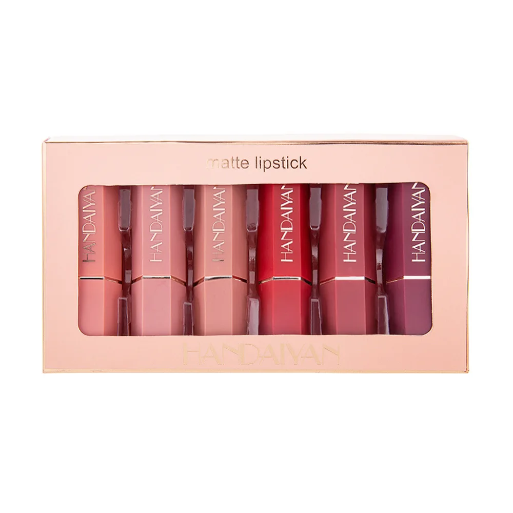 

Lipstick Set 6 Colors Waterproof and Long Lasting Natural Moisturizing Lip Gloss Beauty Gift Set Liquid Lipstick Set