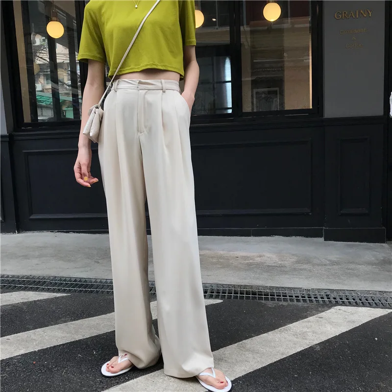 Женские длинные брюки с широкими штанинами свободные в Корейском стиле