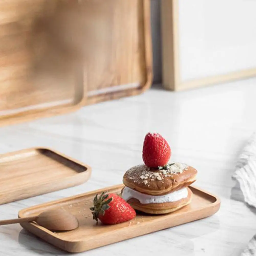 

Wooden Pallet Serving Tray Square Rectangle Breakfast Cake Grooved Dessert Plate Handle Sushi Easy Bread Carry With R2T6