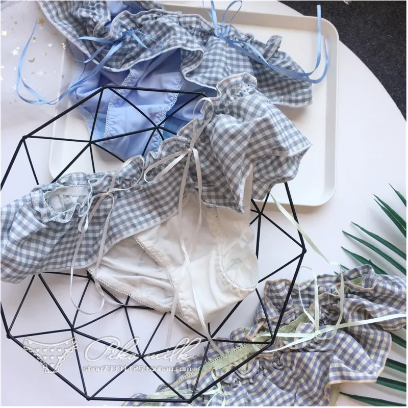 SP & CITY милые классические клетчатые сексуальные трусики с оборками женские