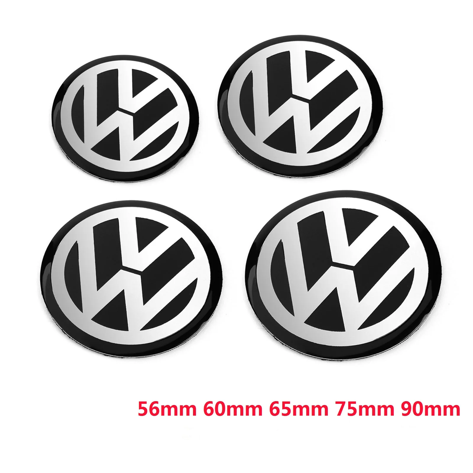 

4pcs 56mm 60mm 65mm 70mm 75mm 90mm 120mm Black Car Wheel Center Hub Cap Badge Logo Emblem Decal Wheel Sticker Styling For VW