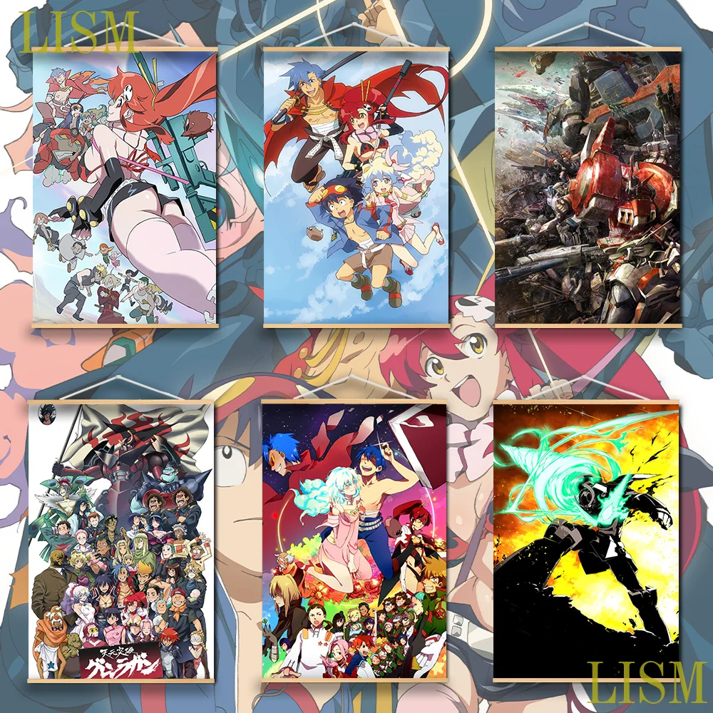 

Tengen Toppa Аниме Манга настенный постер из массива дерева подвесной свиток с холщовой живописью