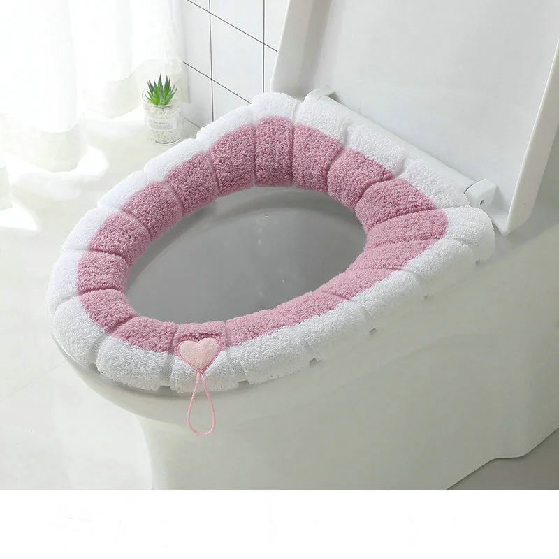 Pink 3 ColorUniversal теплые мягкие моющееся сиденье для унитаза крышка коврик зимний комплект коврик для унитаза сиденье Чехол для унитаза крышка аксессуары для ванной комнаты - Цвет: Pink