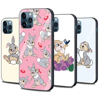 phone case for iphone 13 12 11 mini xs max xr x 8 7 6s plus se bumper glass fundas caso smartphone cute rainbow rabbit