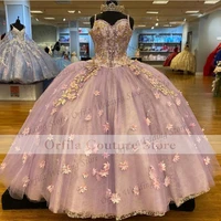 lilac ball gown quinceanera dresses 2022 spaghetti straps 3d flowers mexican party gowns sweet 15 16 dress party wear xv anos