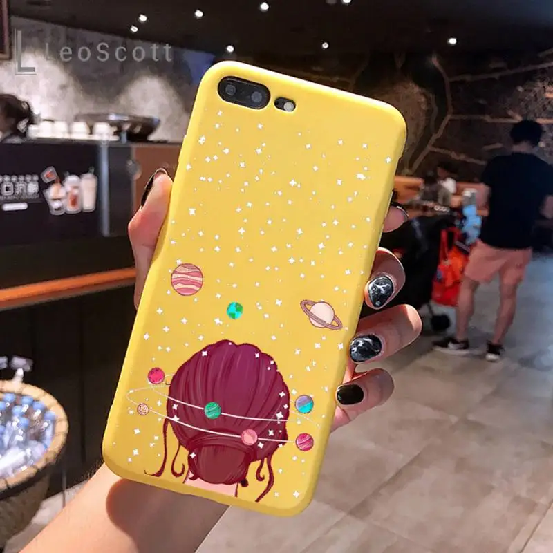 

Astronaut Space UFO Stars Phone Case Candy Color for iPhone 11 12 mini pro XS MAX 8 7 6 6S Plus X 5S SE 2020 XR