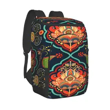 Protable Insulated Thermal Cooler Waterproof Lunch Bag Ethnic Geometric Picnic Camping Backpack Double Shoulder Wine Bag