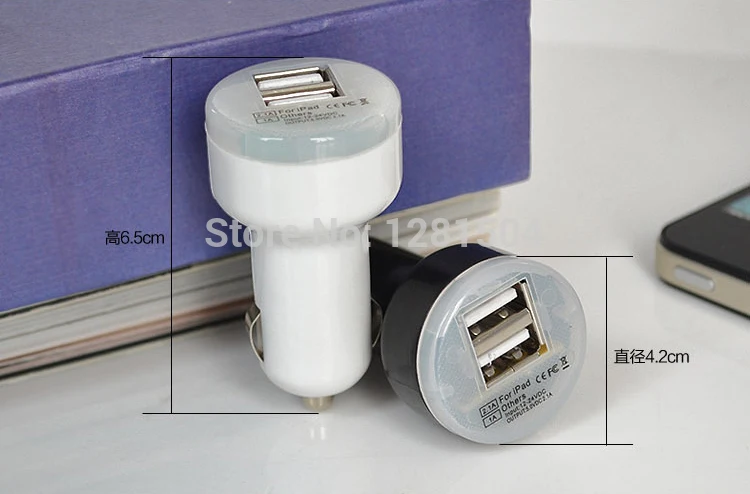 Автомобильное зарядное устройство с двумя USB портами 500 шт./лот|charger adaptor|usb car