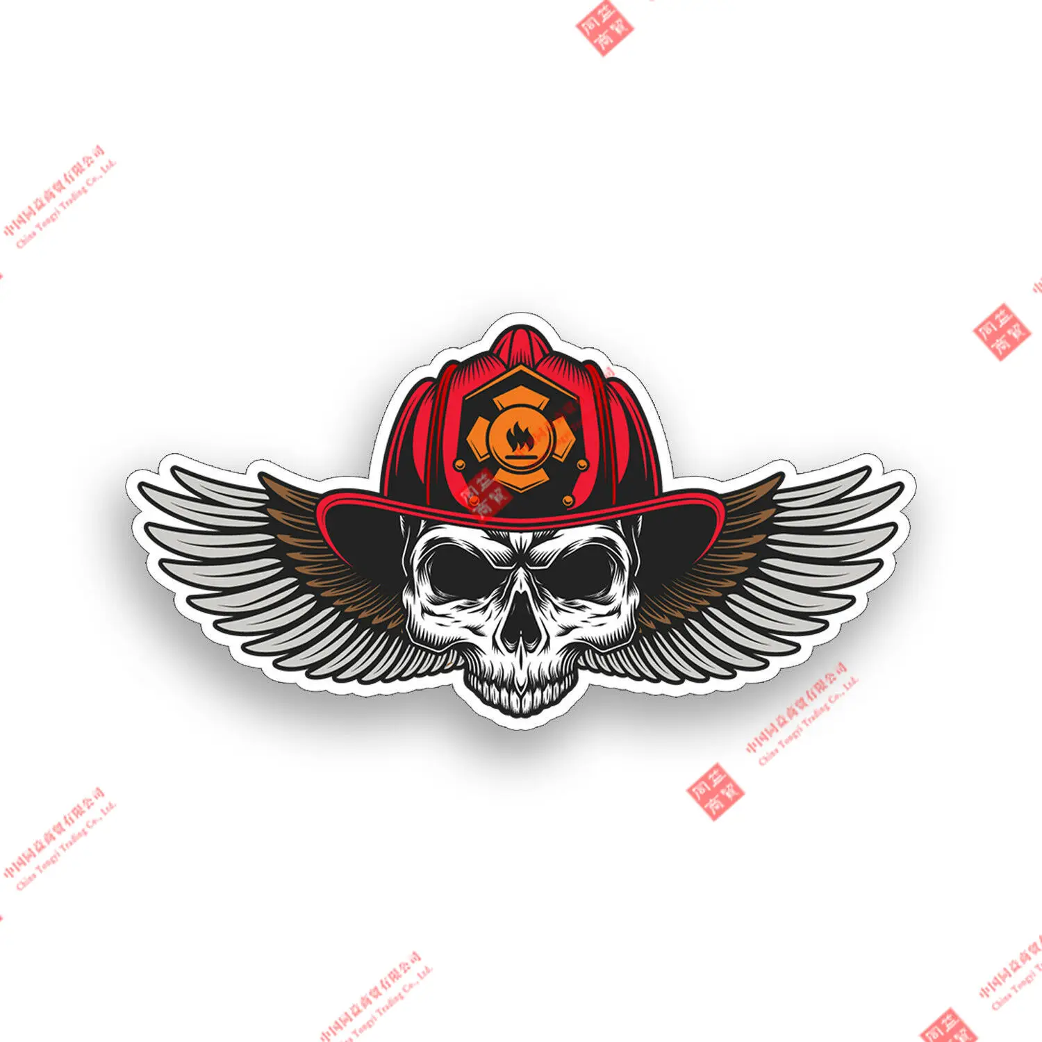 

Fireman Skull Wing Sticker Firefighter Helmet Cup Laptop Car Window Bumper Decal Racing Helmet Stickers