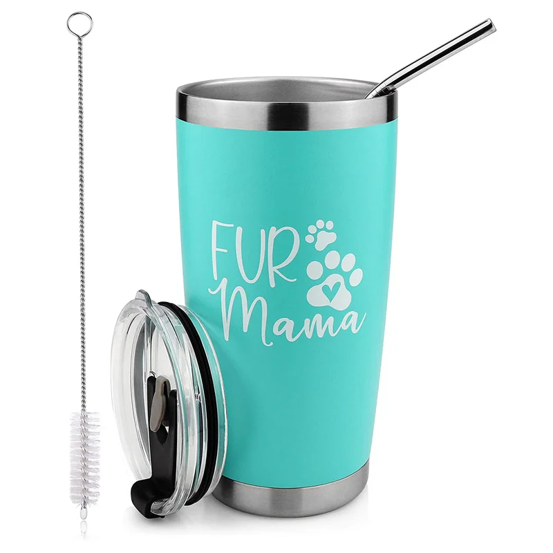 

Fur Mama 20oz Stainless Steel Double Wall Travel Tumbler With Straws Insulated Travel Tumbler Of Christmas Birthday Mother's Day