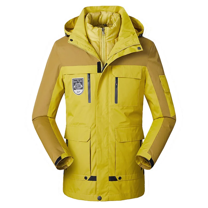 women yellow Топ для мужчин и женщин, куртка, пальто, Осень-зима, для катания на лыжах, рыбалки, пуховики, ветровка для мужчин, водонепроницаемая Женская куртка для кемпинга и пешего туризма - Цвет: women yellow