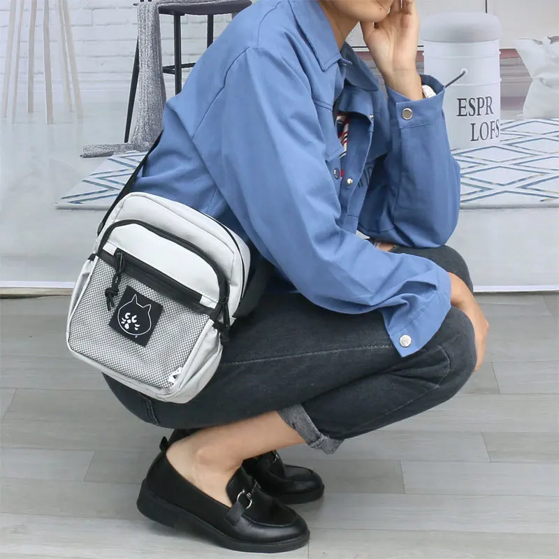 

New Women's Shoulder Bag Cute Cat Multi Functional Large Capacity HandBag For Women Solid Color Women Messenger Bags