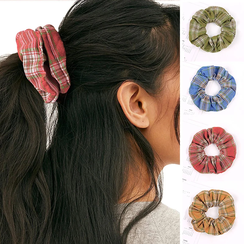 Женские вязаные резинки для волос в Корейском стиле клетку 2019 |