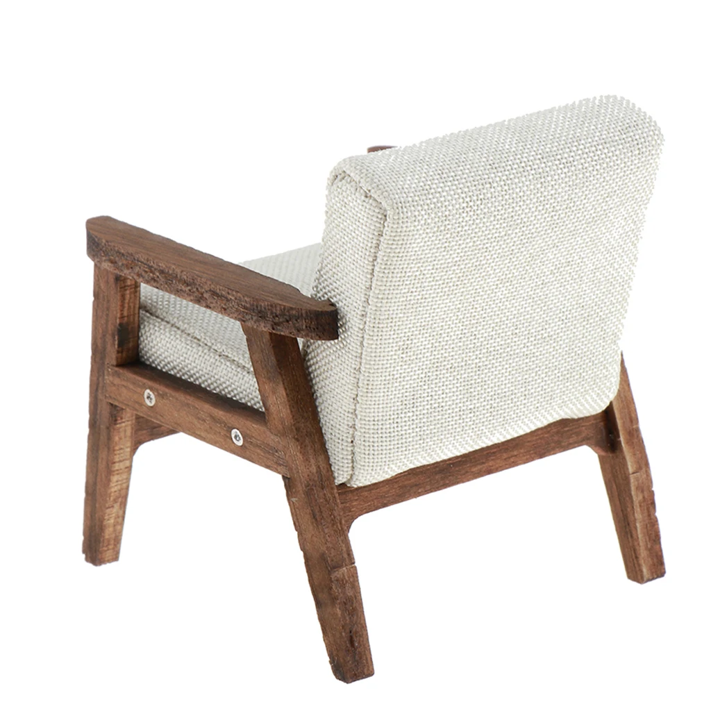 

1/12 Scale Dollhouse Sofa Arm Chair Dolls House Furniture Couch Wooden Cloth Play Doll House Furnishings Decorations Kit Toy