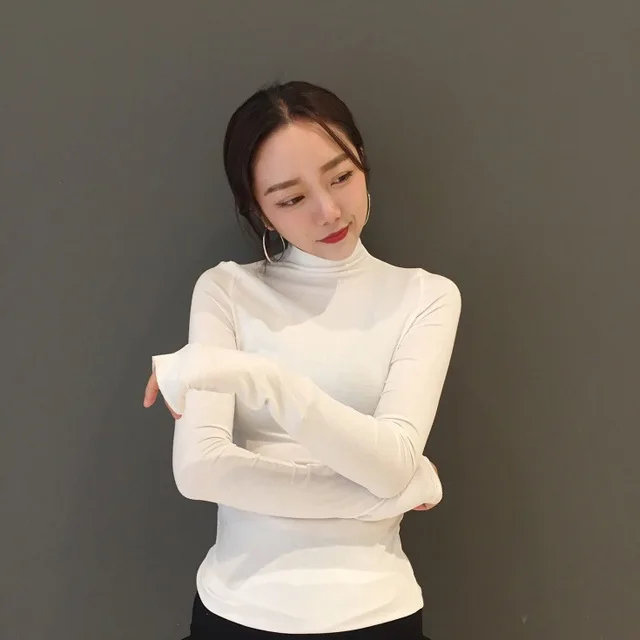 Водолазка футболка сексуальная женская Camisas Mujer 2019 топы с длинным рукавом