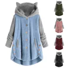 Женский плюшевый свитер с кошачьими ушками, теплый повседневный зимний джемпер с капюшоном, размера плюс