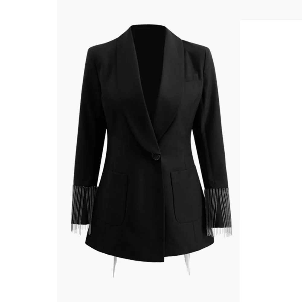 Дизайнерский Модный повседневный блейзер для женщин осенняя куртка с длинным