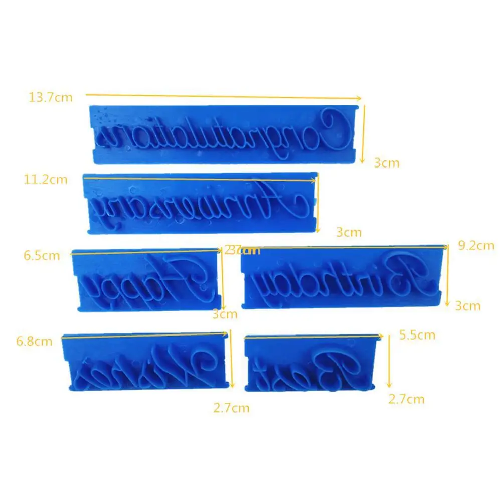 

6pcs/Set Alphabet DIY Baking Cake Mold Number Letter Fondant Stamp Blue Tools Cookie Biscuit Decorating Embosser O0Z1