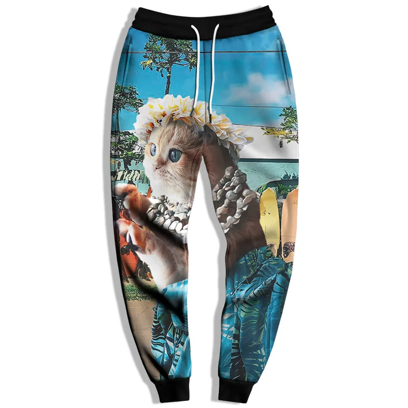 

Animal Cat Digital Couples Women Trousers Casual Fat Lady Trousers Sports Loose Pants Haren Jogging Trousers Foot Pants Big Size