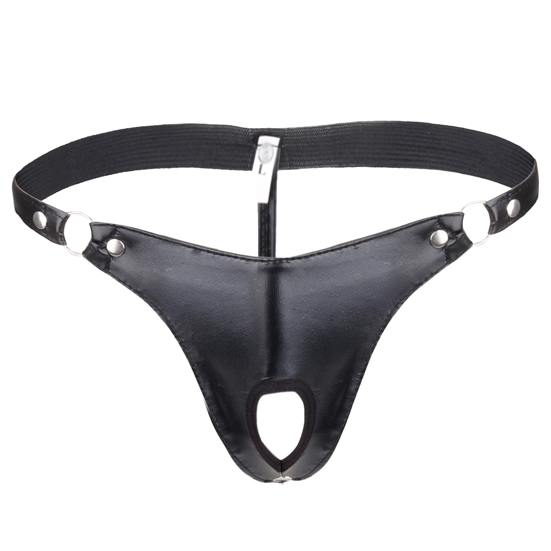 

LY Sexy Sissy Panties Men Wetlook Leather Lingerie G-string T-Back Micro Bikini Thong Gay Open Butt Slips Underwear with Penis