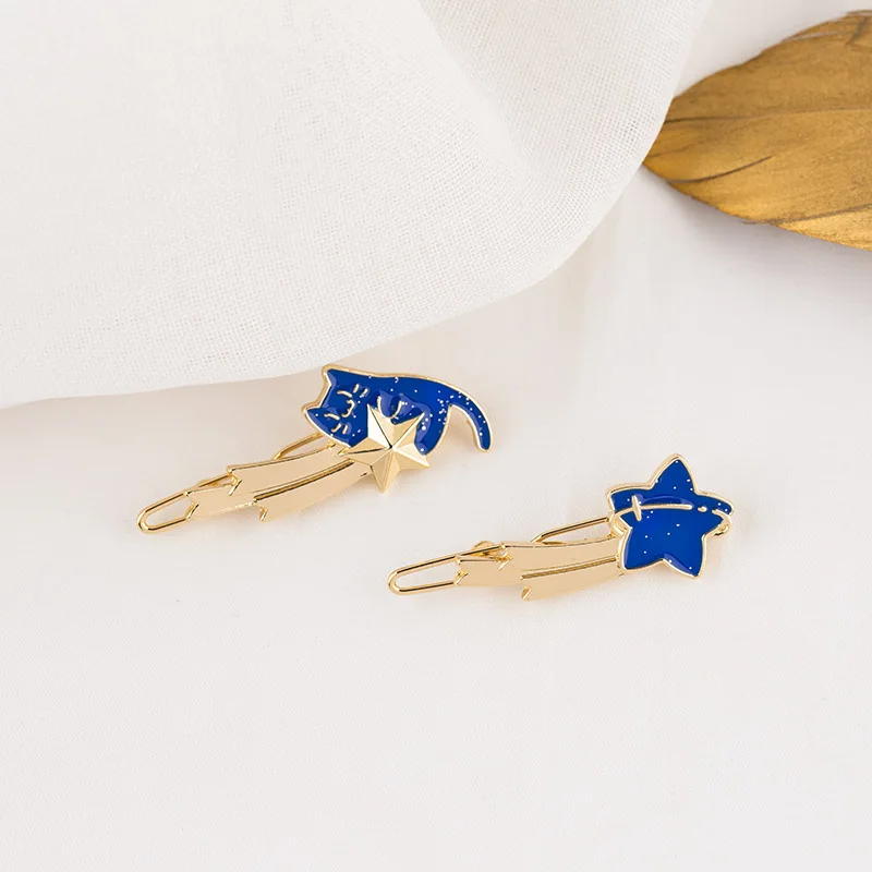Sansummer New Hot Fashion Blue Stars Cute Cat Youth Girl Korean Style Feautiful Casual Hairwear Hair Clip For Woman Jewelry 840 | Украшения