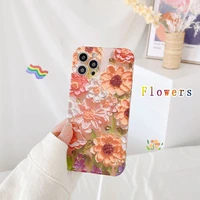 flowers painting phone case for huawei mate 30 40 p30 p40 funda liquid silicone sqaure cover for honor 20 30 30s 8x 9x x10 cover