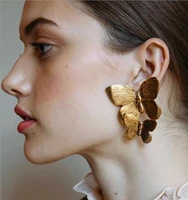 fashion metal vintage butterfly earrings stud women rose gold color jewelry aretes de mujer modernos