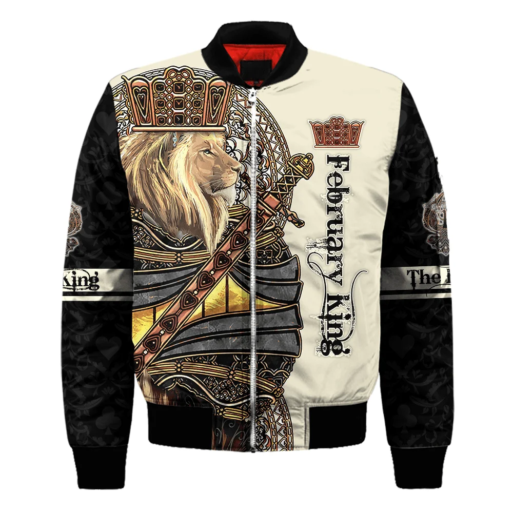Custom name King Lion Bomber Jackets 3D Printed Flight Jacket Women For Men winter autumn warm zipper coat Choose your month