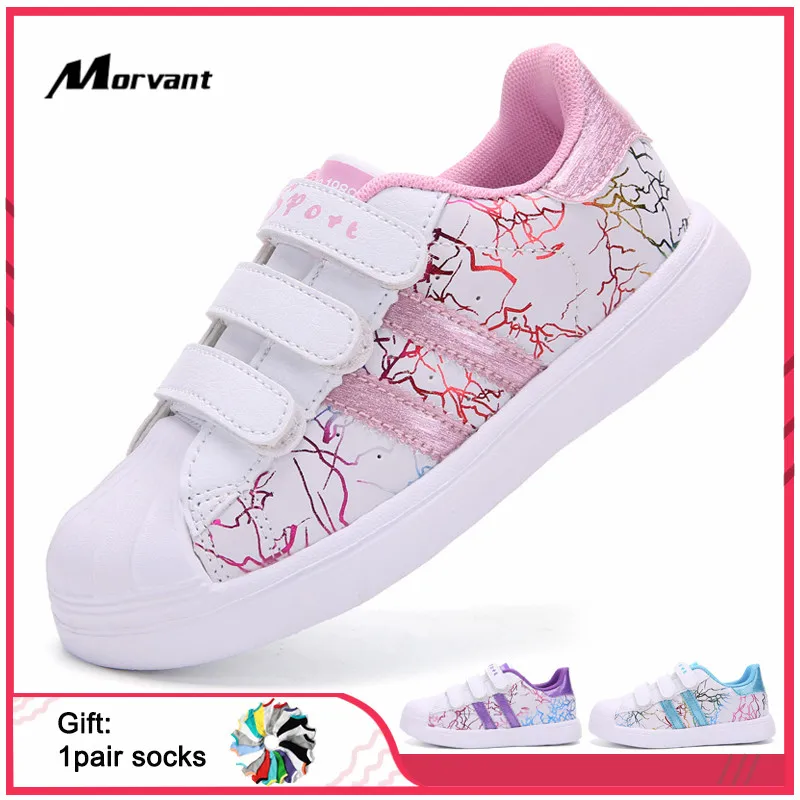 Детская повседневная обувь удобные кроссовки с пряжкой на крючке для девочек