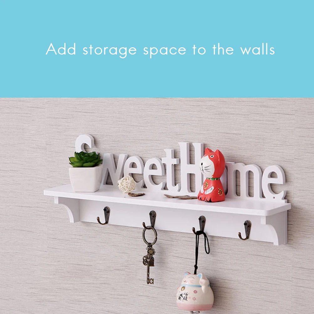 Storage Rack Sweet Home Wall Mounted Creative Hanger Shelf for Coat Hat Clothes Key Living Room Kitchen Bedroom #20 | Дом и сад