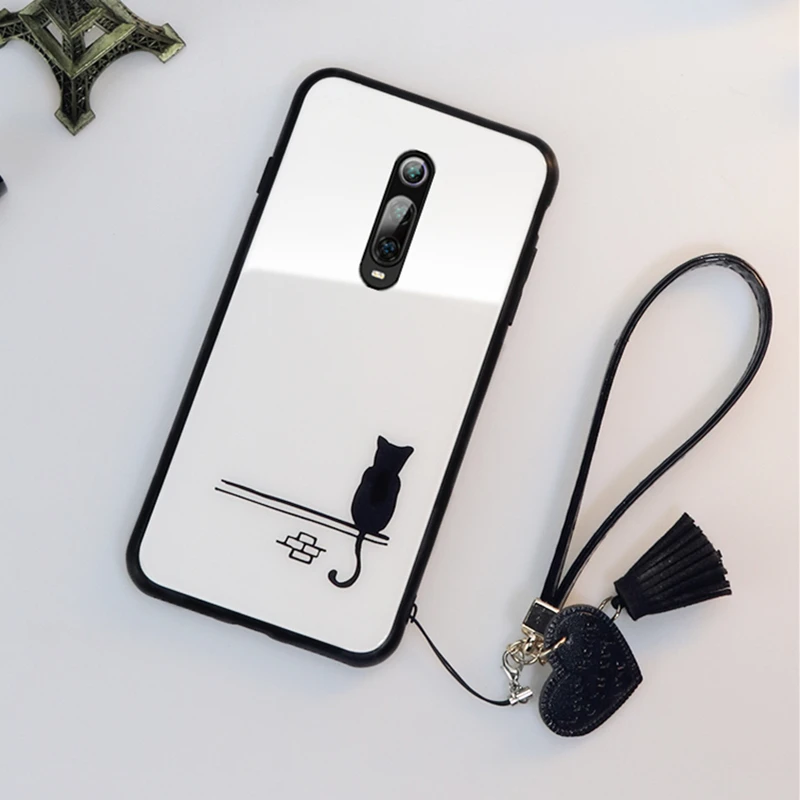 Case &amp Strap For Meizu M9 M8 M6 M5 Note Glass Hard Cover 15 16 16s 16xs v8 x8 s6 E3 simple Cute cat lanyard funda | Мобильные