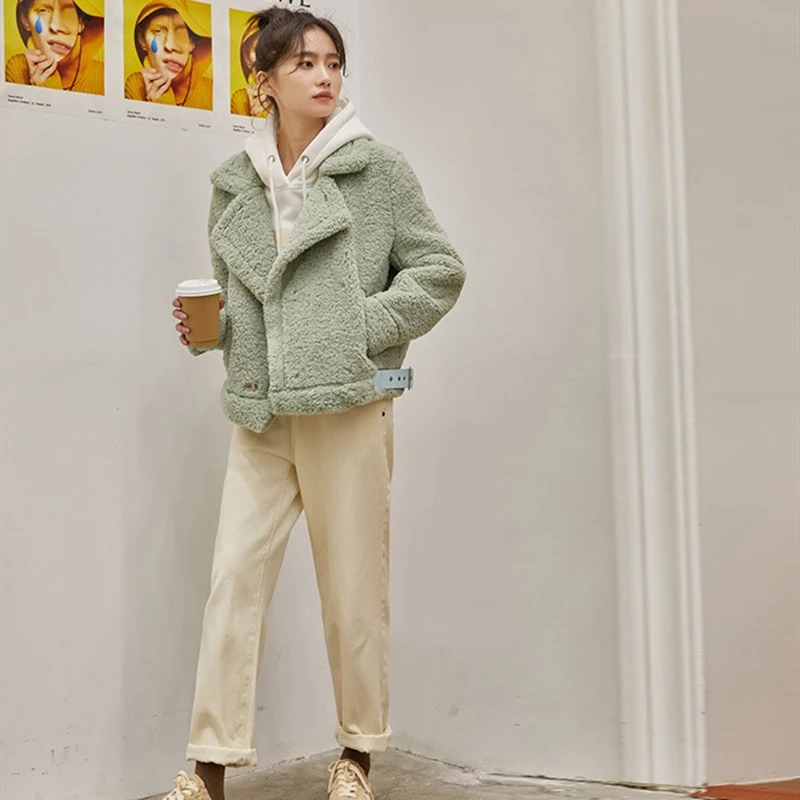 Новинка Зима 2020 Корейская версия плюшевый ягненок шерстяная утолщенная теплая