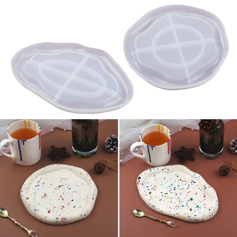Irregular Clouds Plate Coaster Mold Oval/Round DIY Resin Epoxy Jewelry Plaster Tray Tea Cup Mat Handmade Silicone Glossy Mould