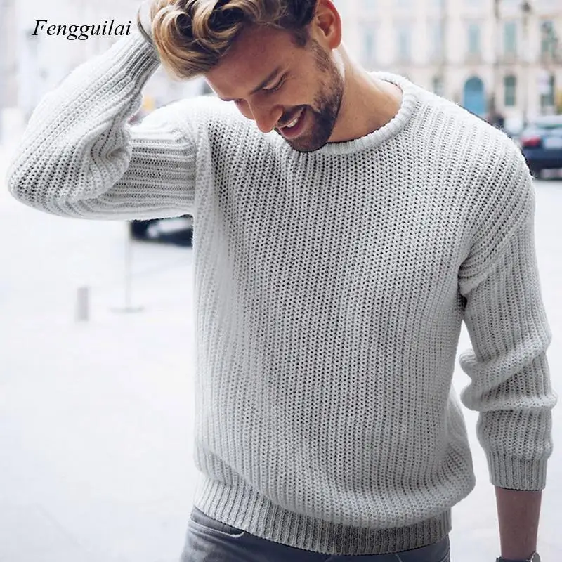 

Men Brand Sweater Black White Casual Knitted Pullover Solid o Neck Men Sweaters Fashion Streetwear Autumn Winter Tops
