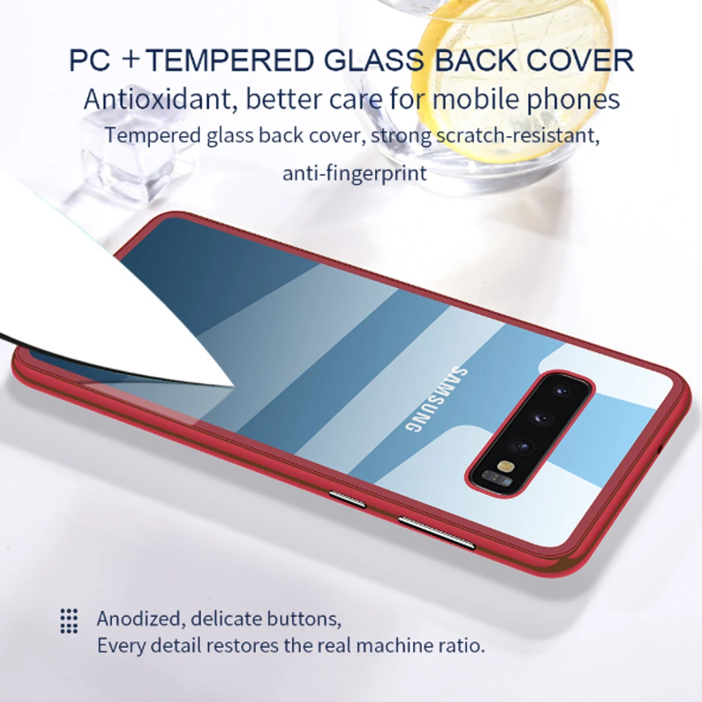 Macaron magnetic suction mobile phone case for Samsung S10plus transparent glass shell galaxy S10E Magneto PC full package | Мобильные