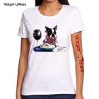 Забавная Amial Женская Футболка harajuku белая одежда паста собака напиток Графические футболки Famale высокое качество хип-хоп Уличная футболка