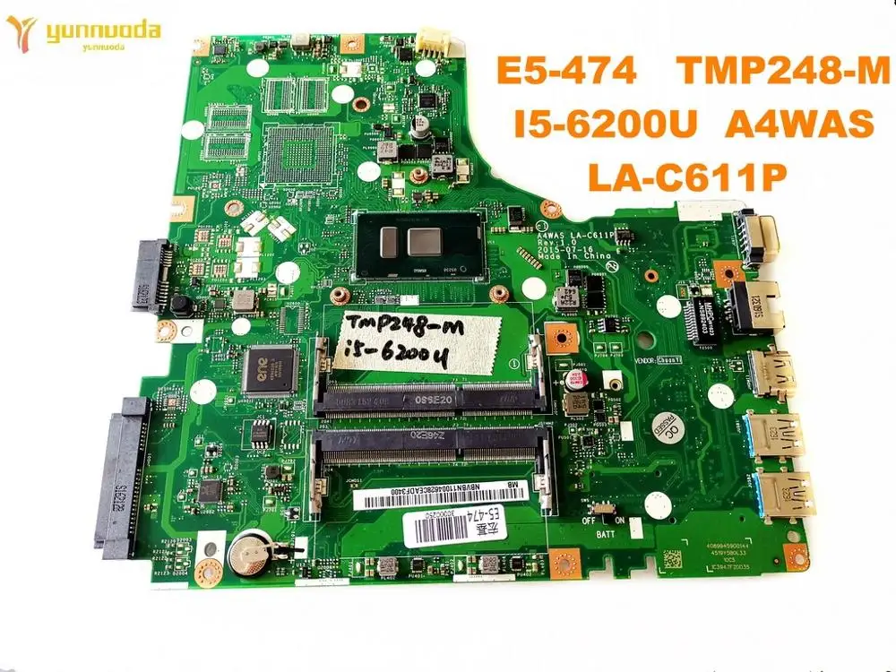 Оригинальный Для ACER E5 474 Материнская плата ноутбука TMP248 M I5 6200U A4WAS LA C611P испытанное