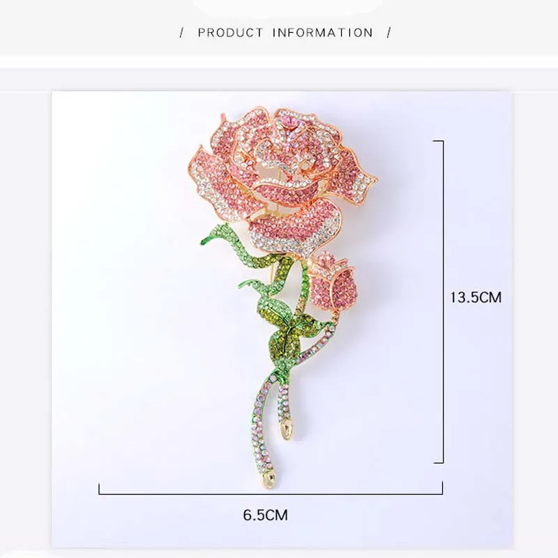 Женская брошь в форме цветка розы свадебное Ювелирное Украшение броши с розовым