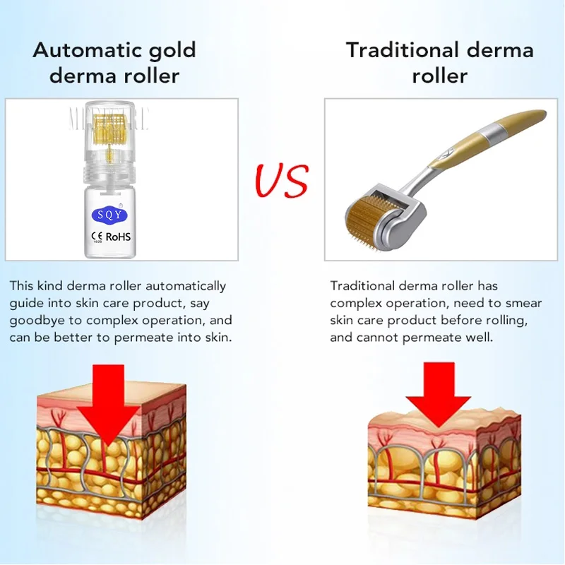 Дермальный валик в комплекте Hydra Microneedle Auto Derma Stamp титановый 192PIN Dermaroller Meso уход за