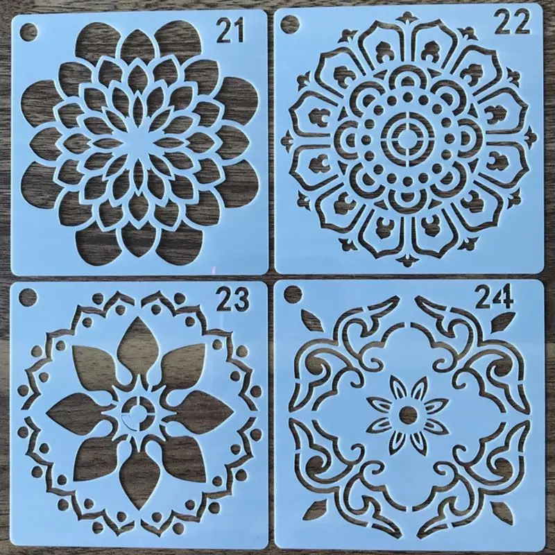 

T3EE 36/56pcs Mandala Stencils DIY Drawing Template Wall Painting for Tile Rock Decor