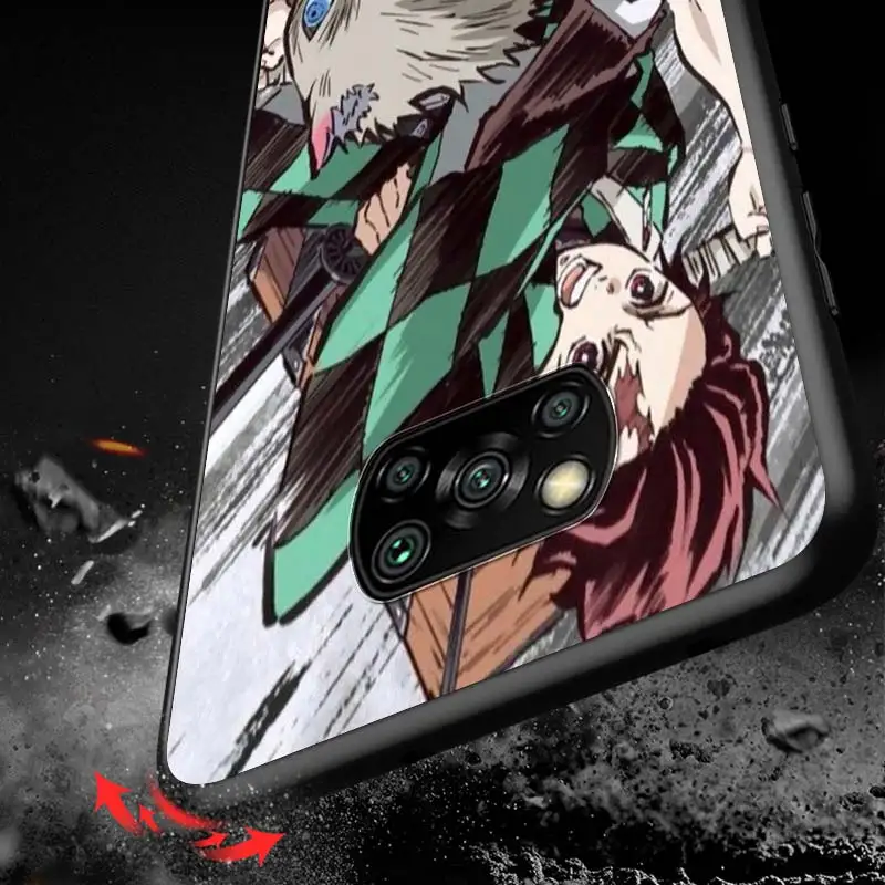 

kimetsu demon slayer no yaiba For Xiaomi Redmi K30 K30S Mi 10T Lite Pro Poco X3 NFC X2 M3 M2 F2 Pro C3 F1 Soft Black Phone Case