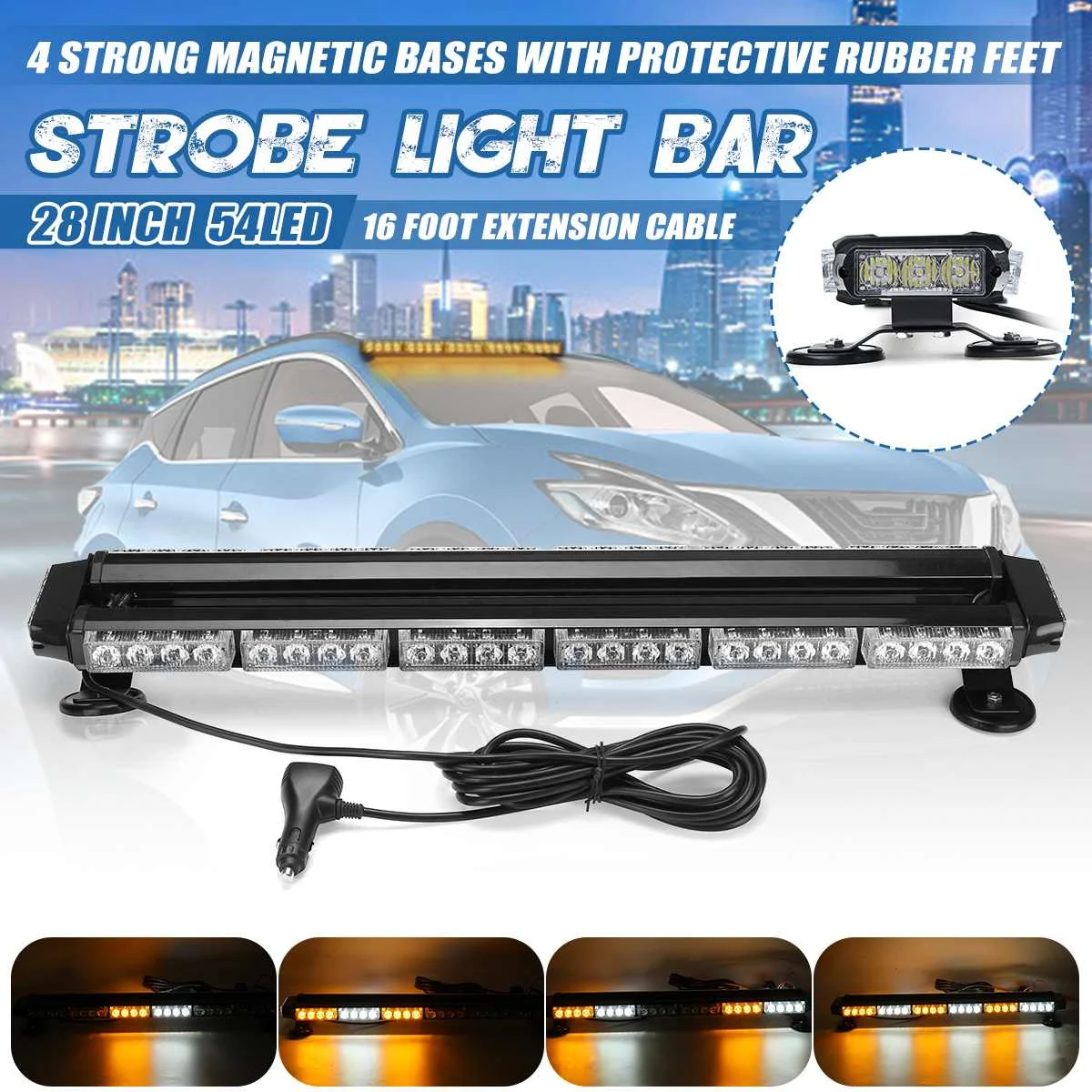 

28" 70cm LED 12V LED Truck Car Strobe Light Light Bar Flashing Beacon Light Roof Emergency Warning Signal Lamps Trailer for Jeep