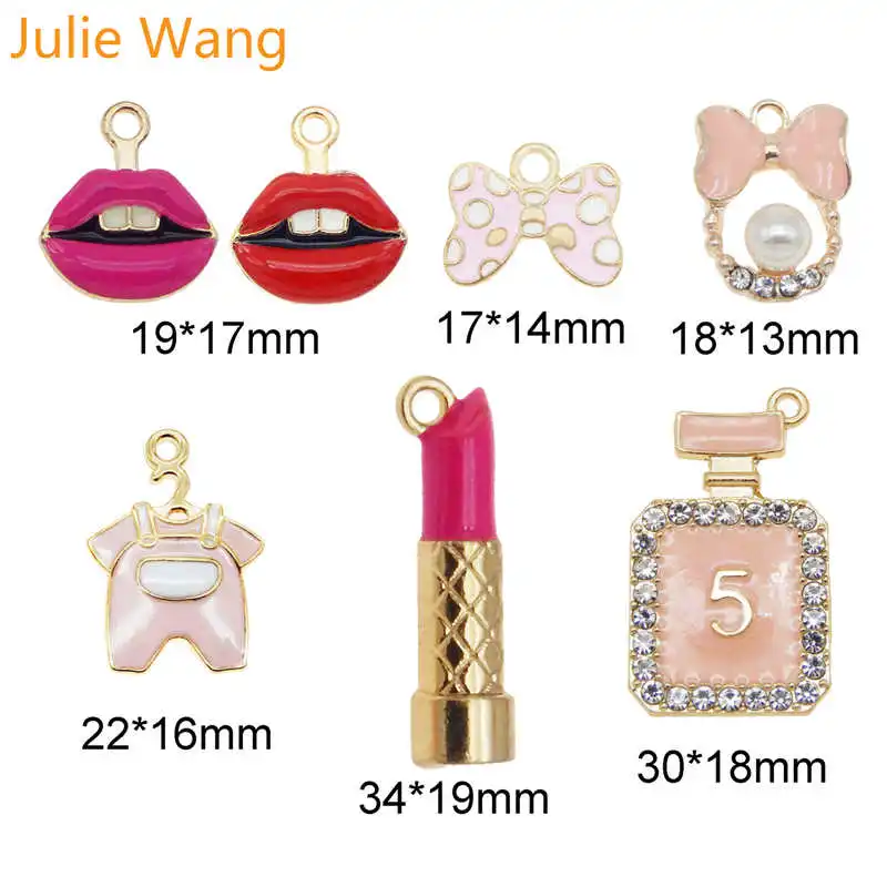 Julie Wang 7 шт. Смешанные Подвески из сплава для девушек серия Розовая ткань