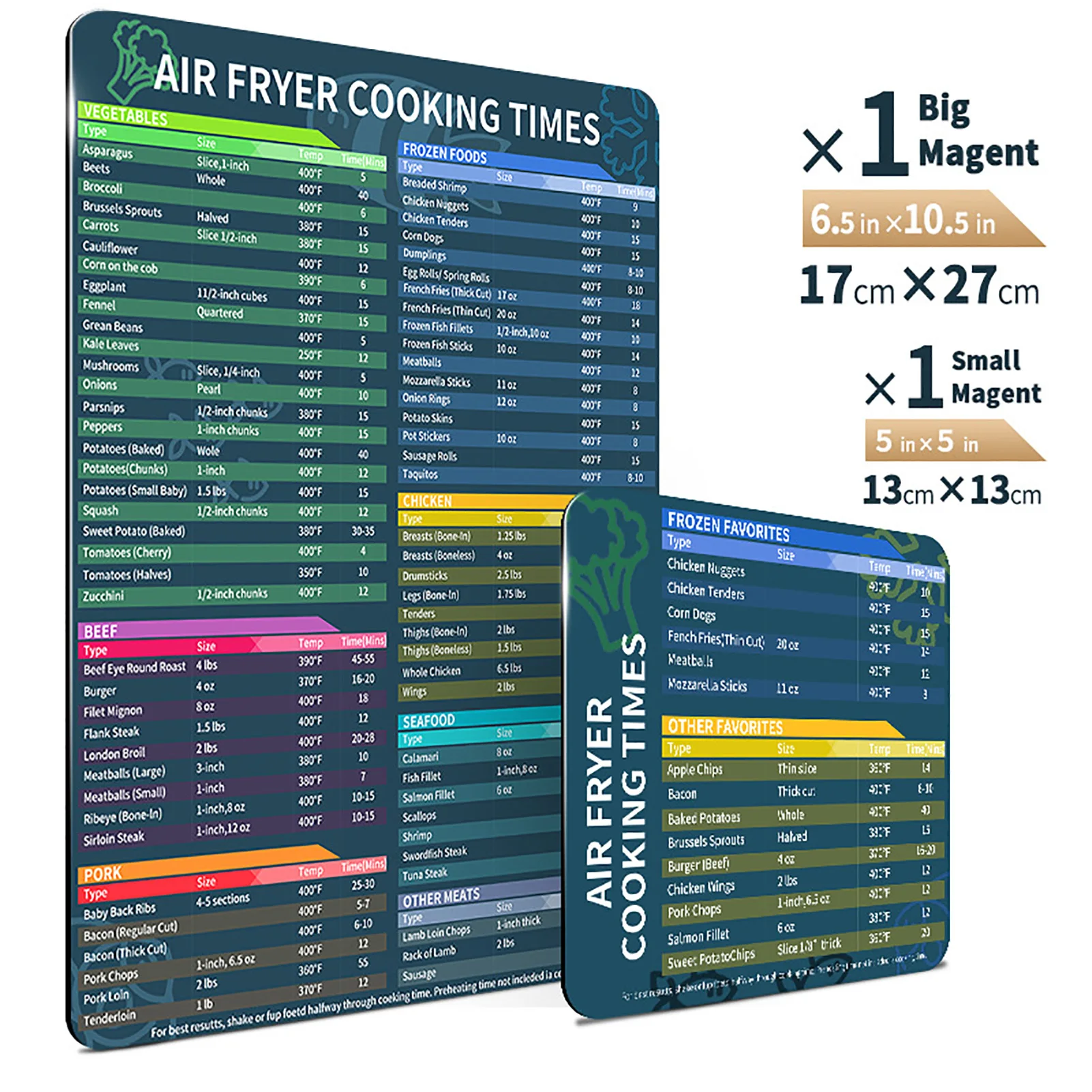 

New Magnetic Sticker Air Fryer Cooking Time Chart Kitchen Conversion Chart Quick Reference Guide Must-Have Air Fryer Accessories