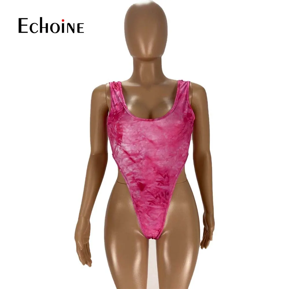 

Echoine Women Tie-Dye Print Two Piece Set Sleeveless Bodysuit Stacked Bell Bottom Pants Suit Sexy Tracksuit Matching Set Outfits