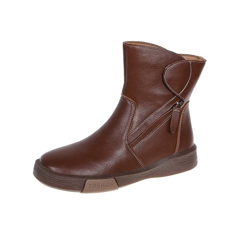 

Corporis 2020 hot sale new flats women round toe women boots classic ladies shoes zip ankle boots for women size 35-40