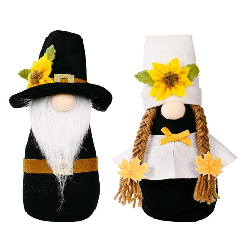 

2 Pcs Fall Gnome Swedish Nisse Tomte Faceless Doll Elf Dwarf Thanksgiving Day Gift Farmhouse Tiered Tray Decorations