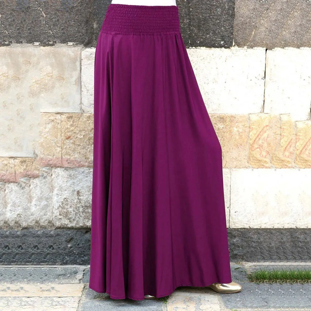 

Spring 2021 NEW Pleated Skirt for Women's Fashion Plus Size Elastic Waist Solid Vintage A-Line Loose All-Match Long Skirt Modest