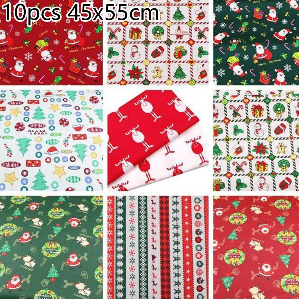 

10pcs Christmas cloth 45*55cm Christmas Printing Series Square Patchwork